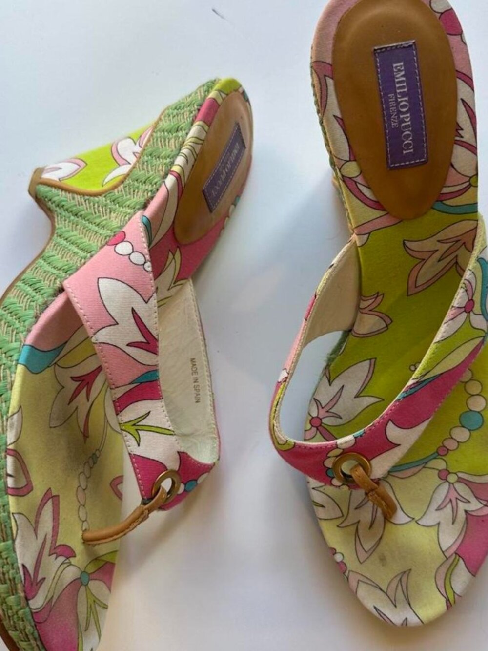Vintage Emilio Pucci Floral Wedge Sandals – Size 39